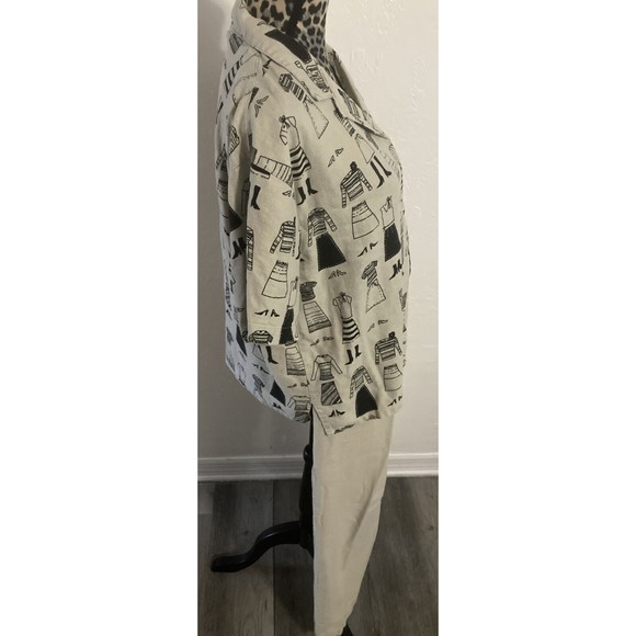 Allyson Whitmore Petites 2 piece set size PL Linen novelty print  beige - Picture 3 of 8